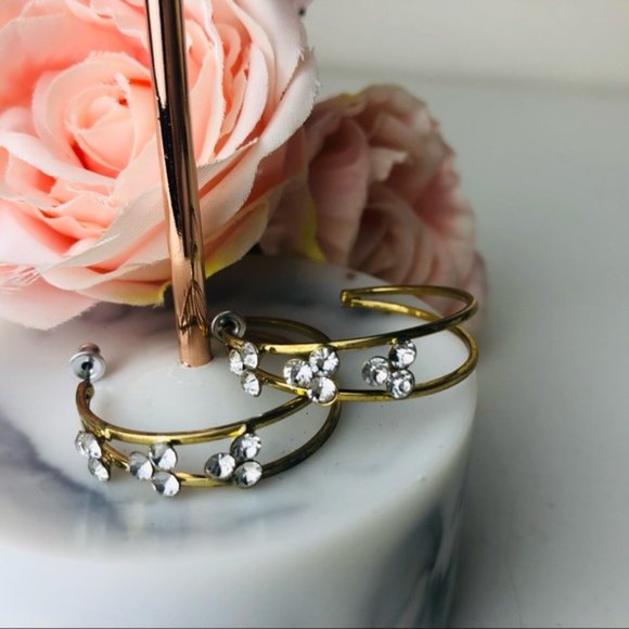 Charming Gold and Silver Colours mix Hoop earrings - Picture 4 of 12